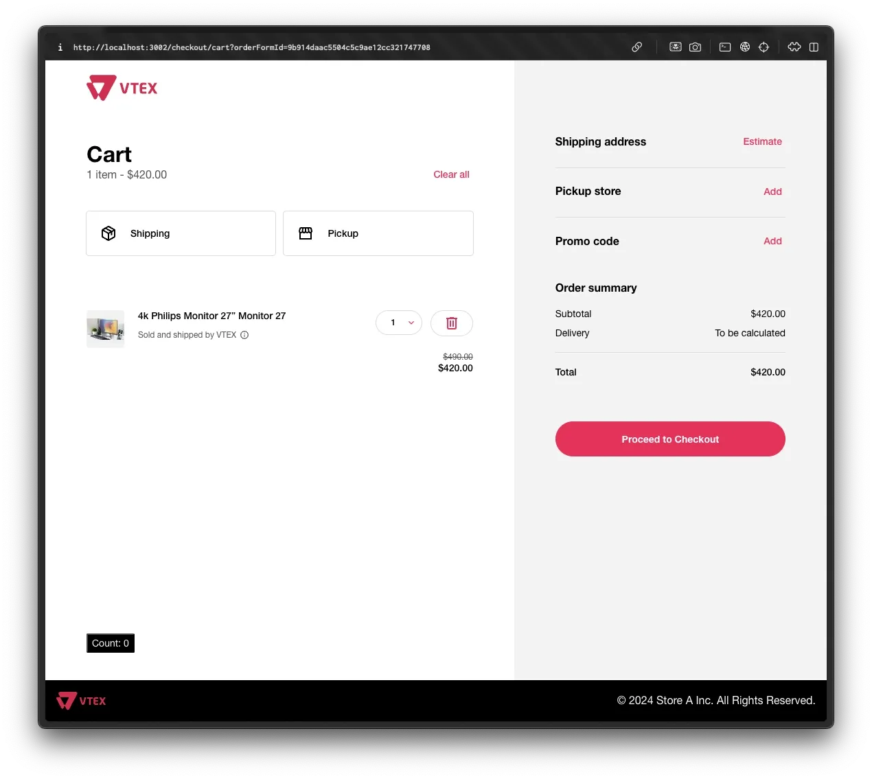 Checkout UI with a custom footer