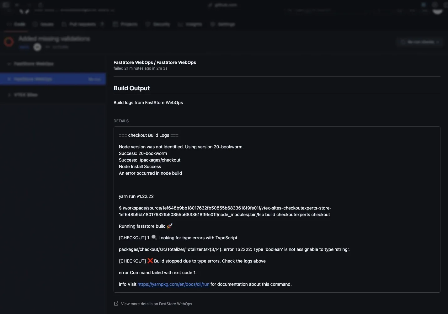 GitHub build logs